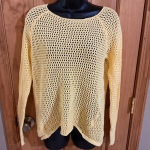 Leo & Nicole Yellow Open-Knit Lightweight Sweater